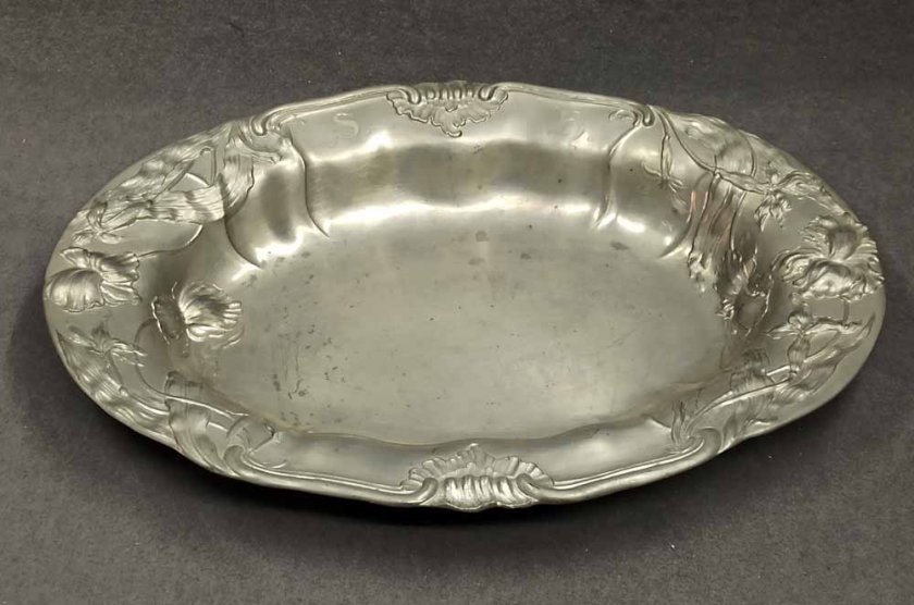 kayserzinn-um-1895-grosse-schale-jugendstil-floral-dekor